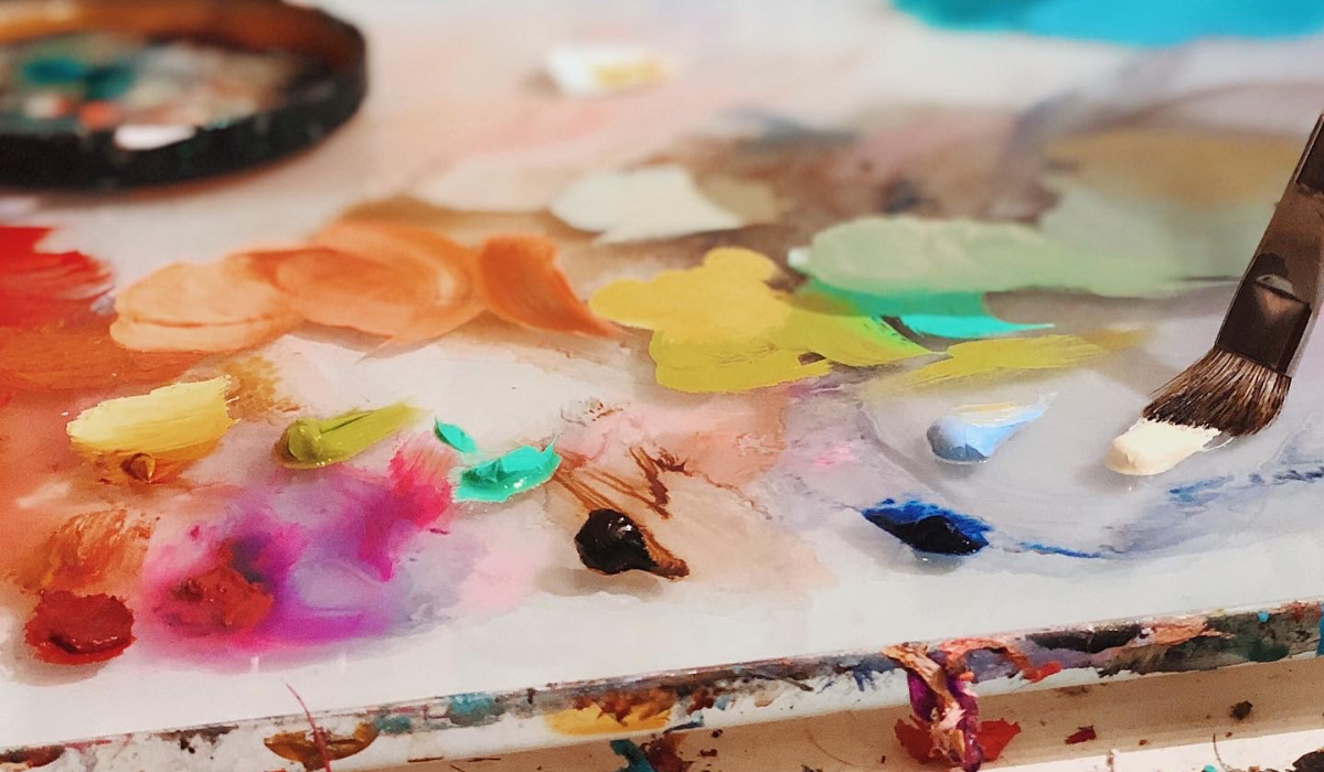 colorful pallet of paint